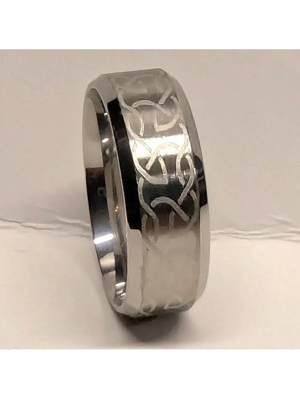 New Irish Celtic Knot Wedding Band Ring Mens Sz 11 Silver Tone Stainless Steel